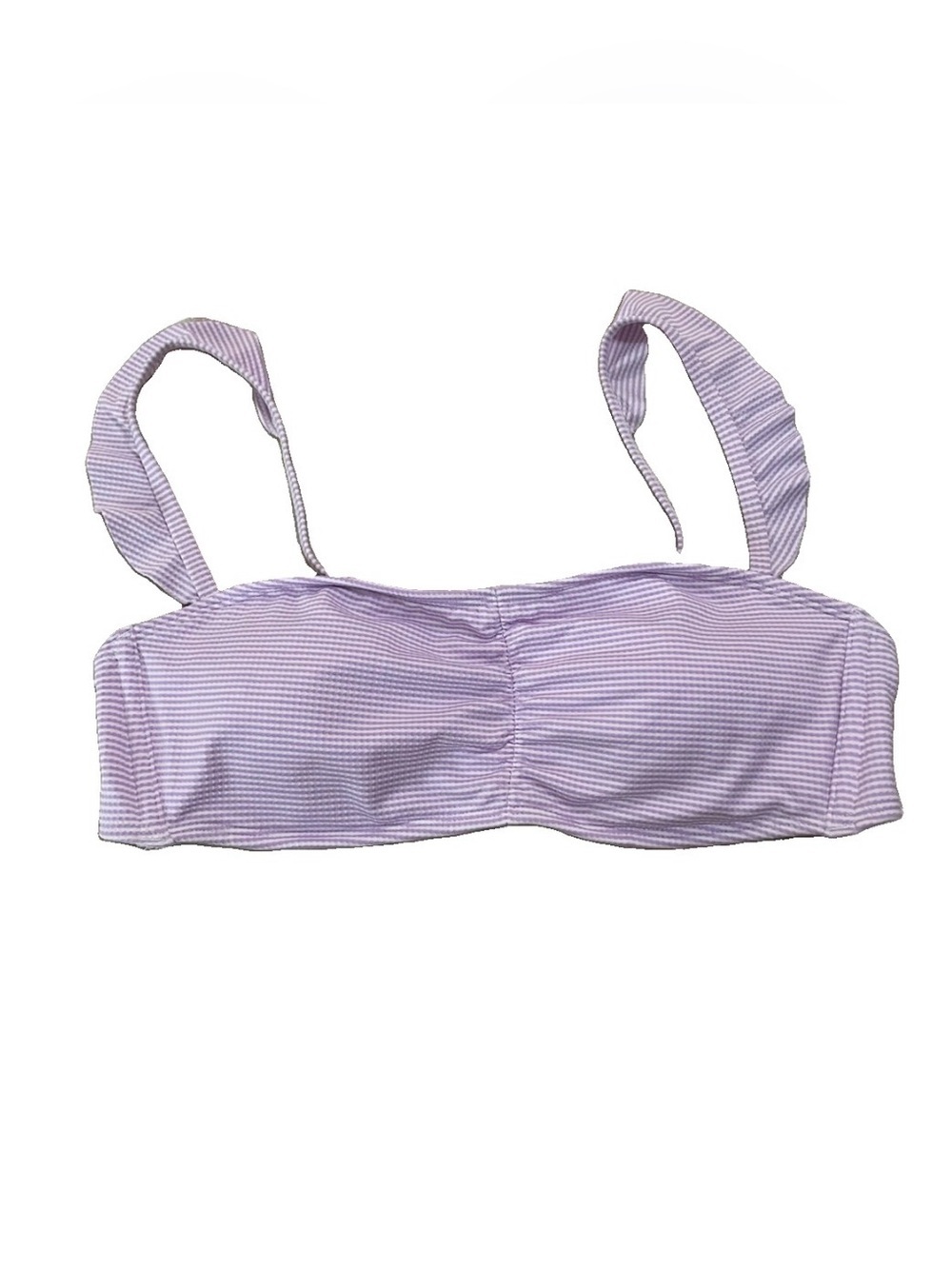Xhilaration Bikini Top Size Large White Purple Striped Padded Adjustable Straps